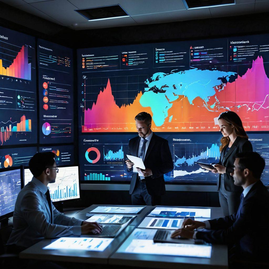 A dynamic landscape depicting a diverse team of professionals gathered around a giant digital dashboard overflowing with colorful graphs and charts, symbolizing data transformation into actionable insights. In the background, iconic resources such as books and tech gadgets merge seamlessly with futuristic elements like holograms and data streams. The ambiance should feel collaborative and innovative, showcasing a blend of traditional and cutting-edge methods. bright colors. super-realistic.